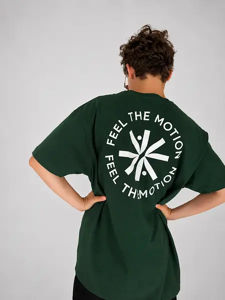 T-shirt manches courtes vert bouteille Feel The Motion, porté de dos